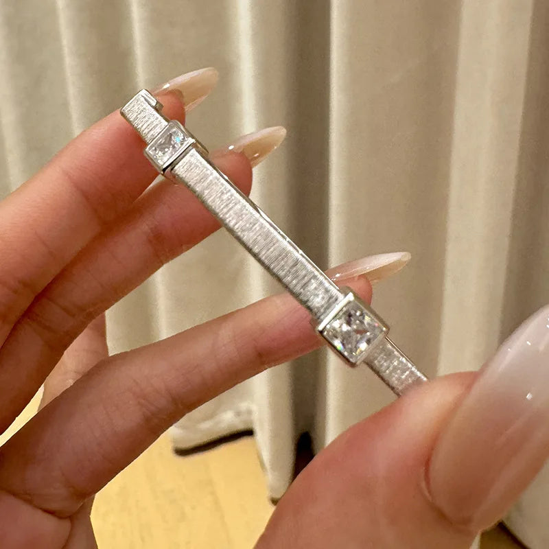 925 Sterling Silver Bracelet for Women with Geometric Diamond Design