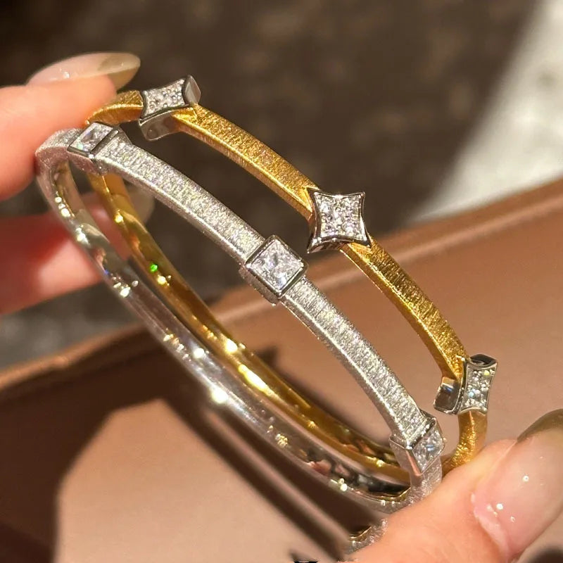 925 Sterling Silver Bracelet for Women with Geometric Diamond Design