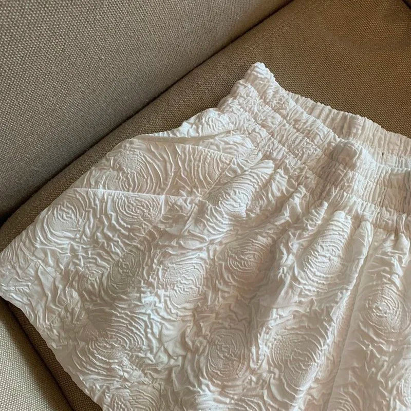 Elastic Waist Jacquard Shorts