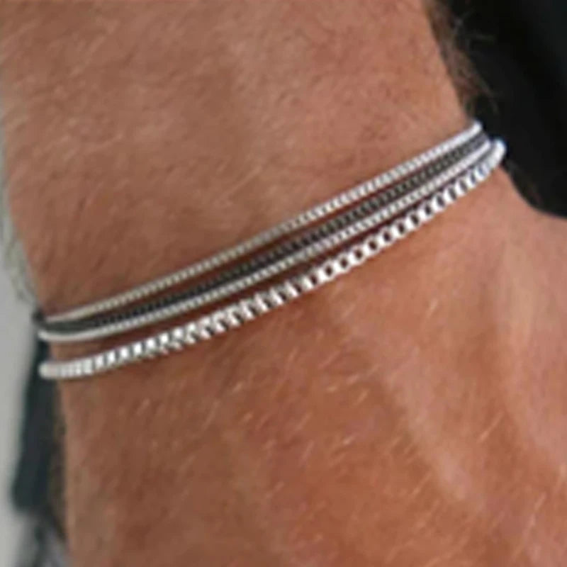 Vintage Silver Chain Bracelet Set