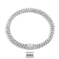 Luxury Iced Out Moissanite Cuban Bracelet / 6MM Silver Link