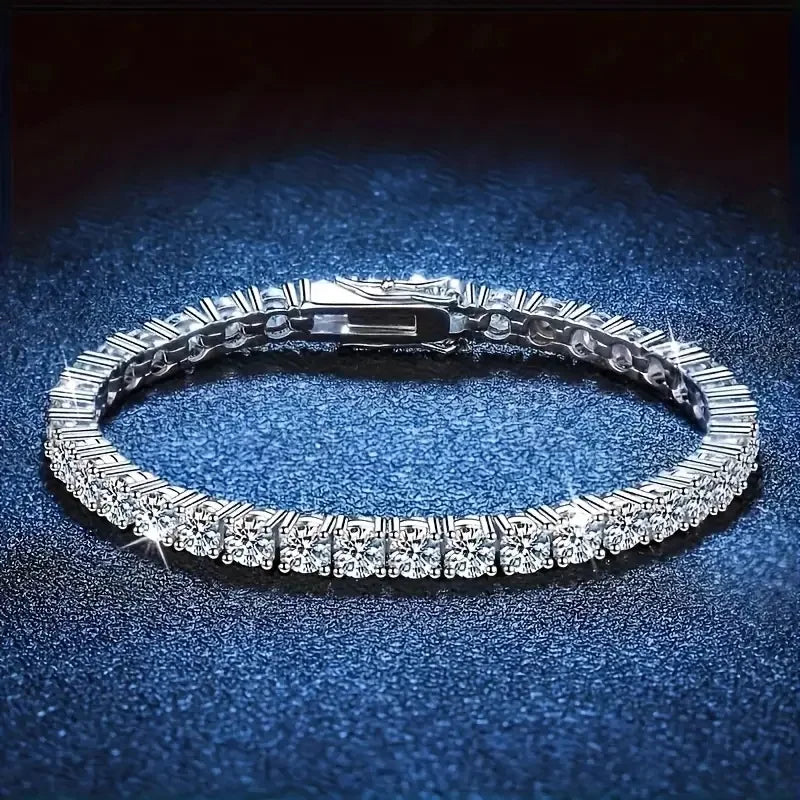 Elegant Moissanite Charm Bracelet / S925 Sterling Silver