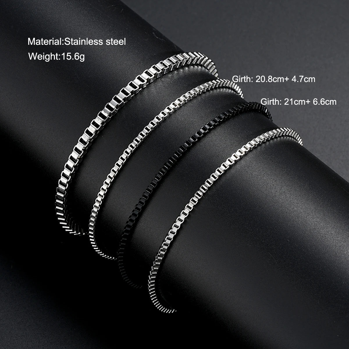 Vintage Silver Chain Bracelet Set