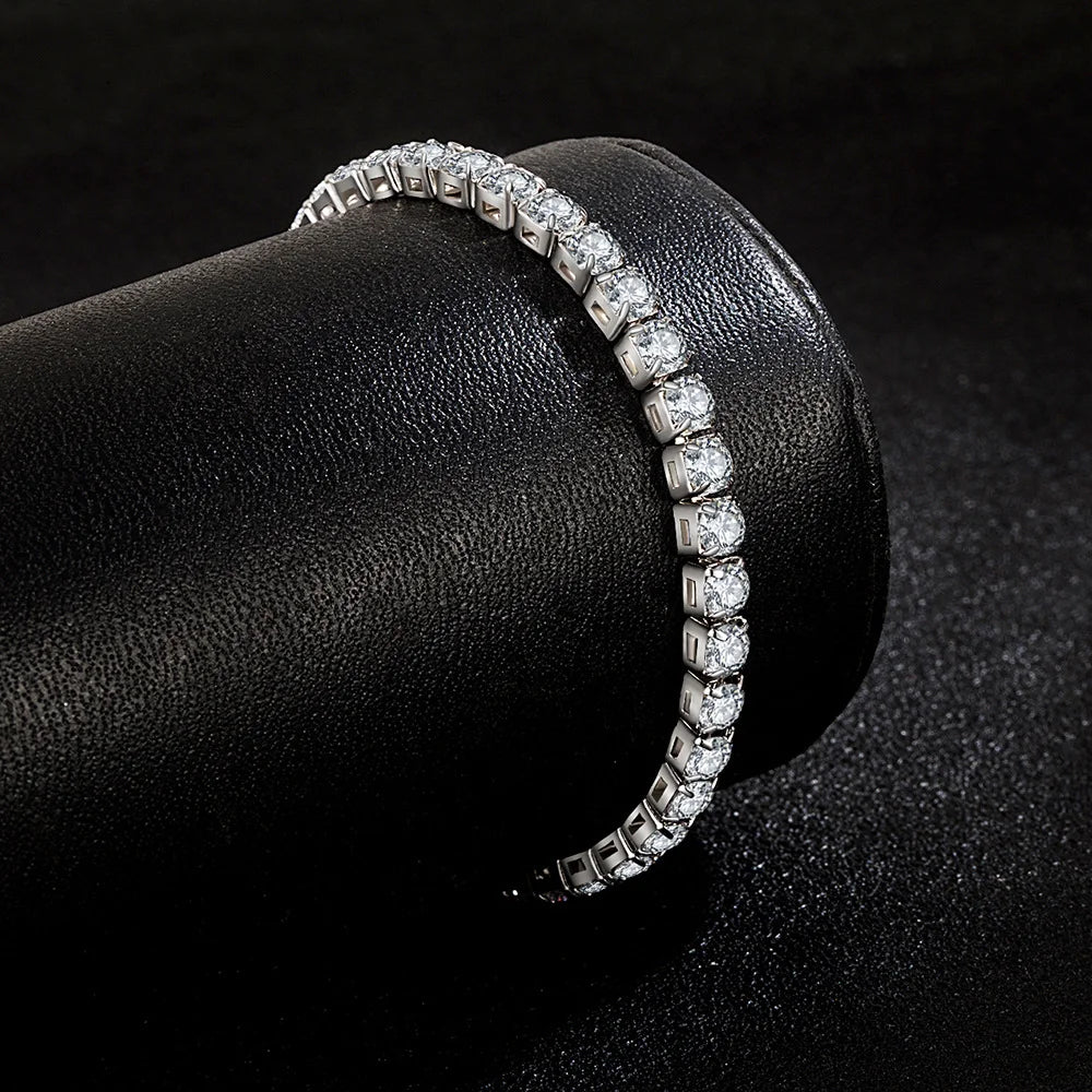 Elegant Moissanite Charm Bracelet / S925 Sterling Silver
