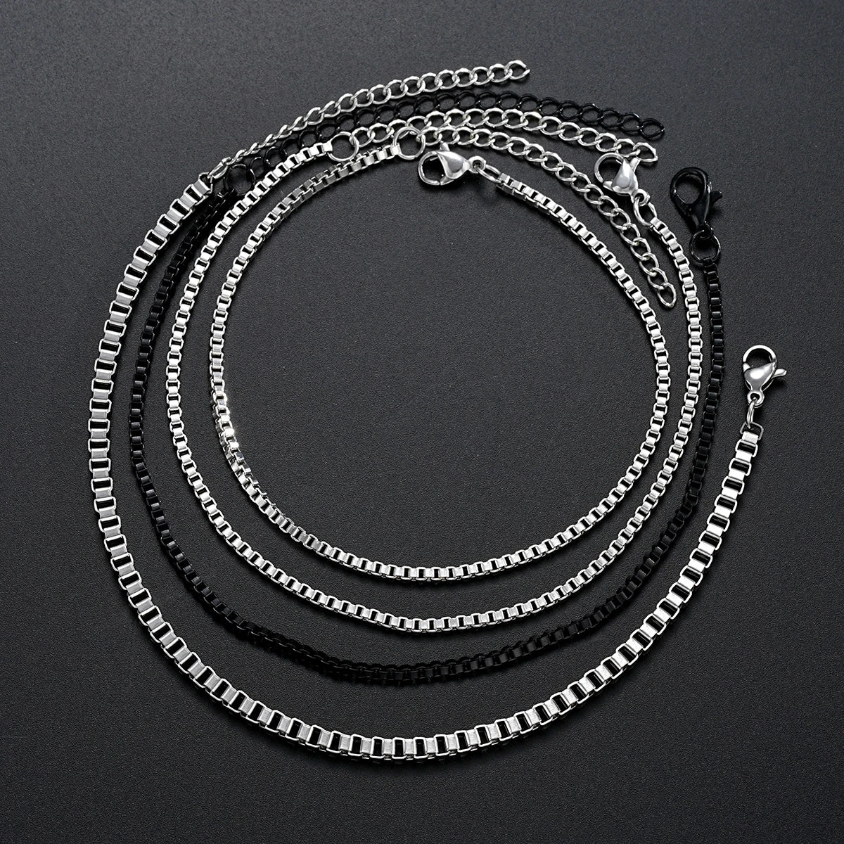 Vintage Silver Chain Bracelet Set